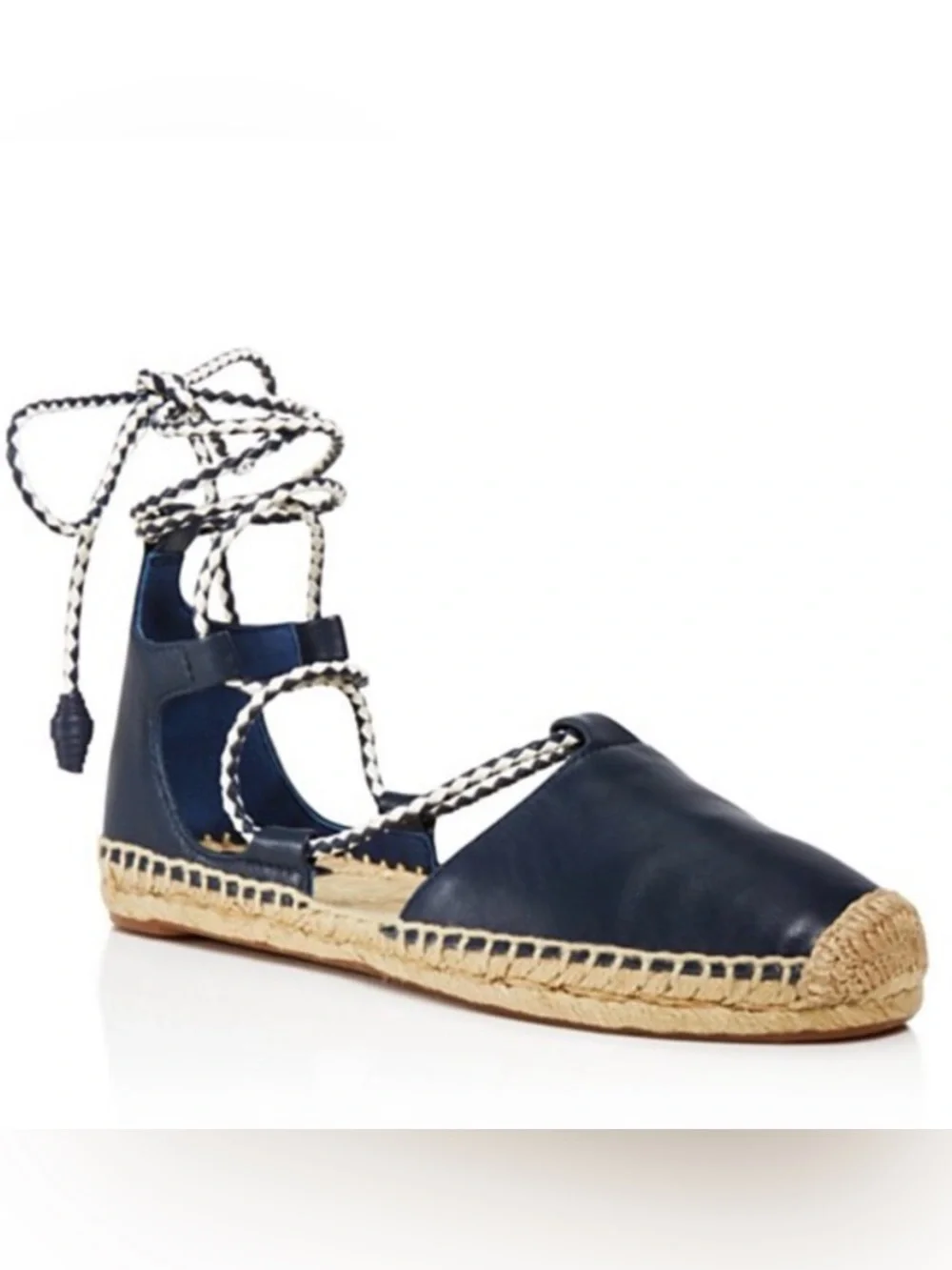 TORY BURCH POSITANO LACE-UP ESPADRILLE BLUE SIZE 10